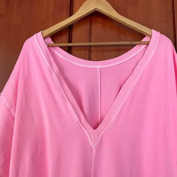 Free People Movement Hot Shot Tee Romper Pink Lemonade Size Medium - Picture 10 of 13